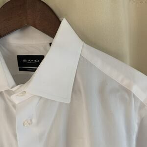 Sand Copenhagen Men’s Long Sleeve Button Down White Dress Shirt Size 17 (43)